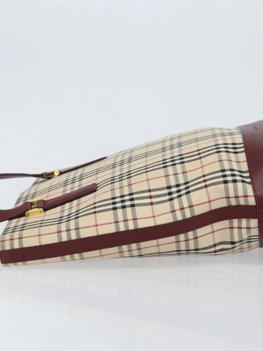 BURBERRY Nova Check Tote Bag Canvas Leather Beige Gold - Picture 7 of 16